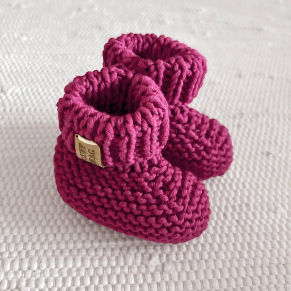 Baby Booties, Hand Knit Wool/Alpaca in Orchid Fauna Kids