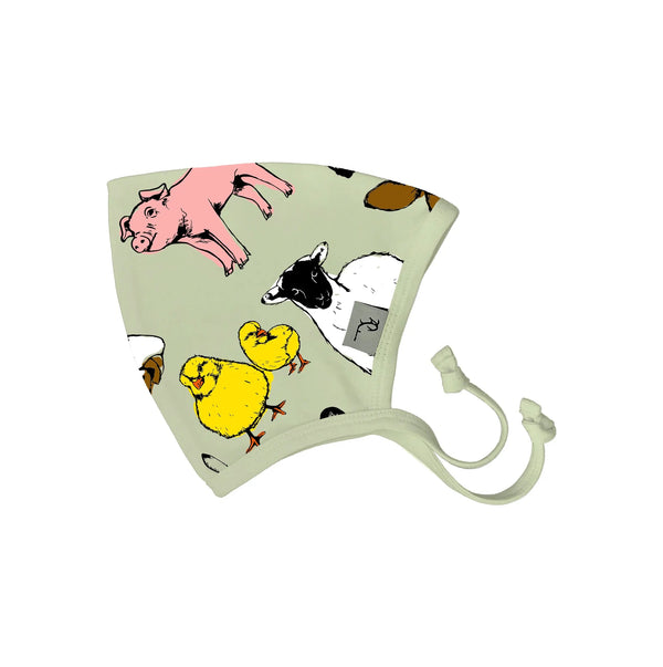 Hat For Baby, Organic Cotton with Farmyard Print Fauna Kids
