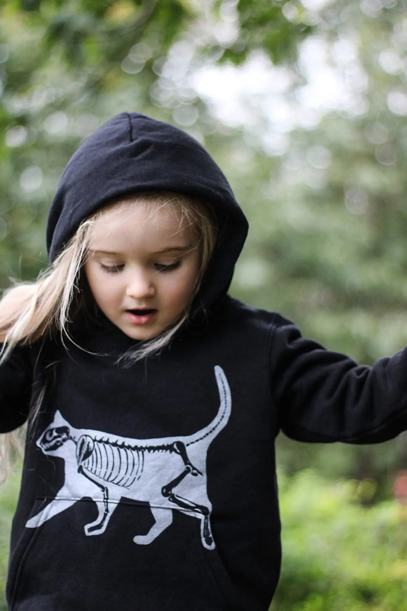 Kids Organic Cotton Hoodie | Cat Black Fauna Kids
