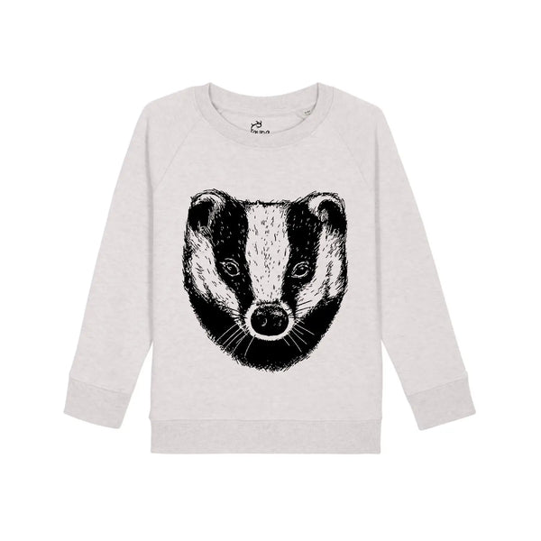 Kids Organic Cotton Sweatshirt | Badger on Cream Heather Fauna Kids