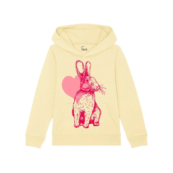 Organic Cotton Kids Hoodie | Raspberry Rabbit on butter Fauna Kids