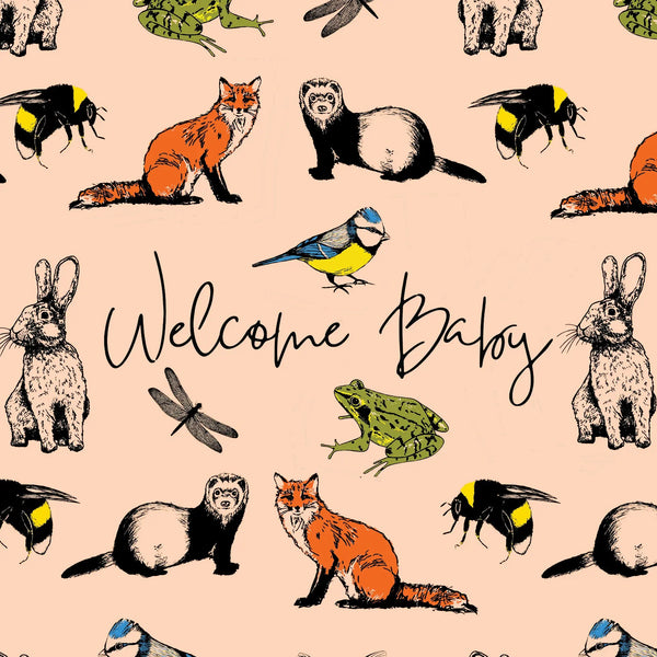 'Welcome Baby' Peach Greeting Card Fauna Kids