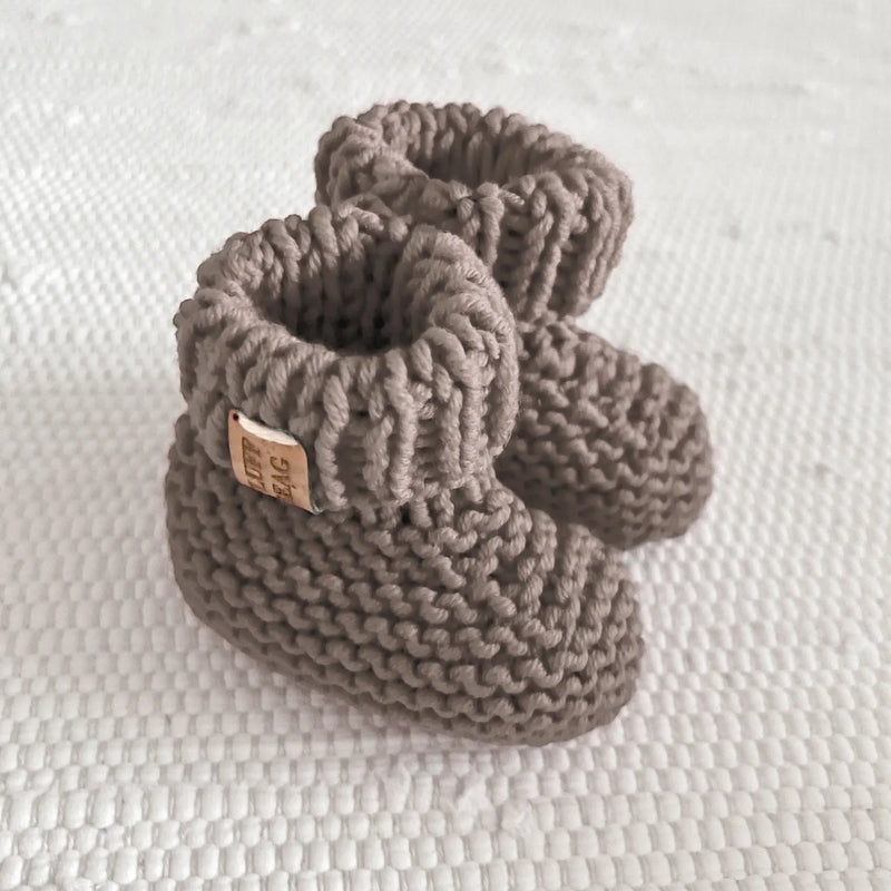 Baby Booties, Hand Knit Wool/Alpaca in Mocha Fauna Kids