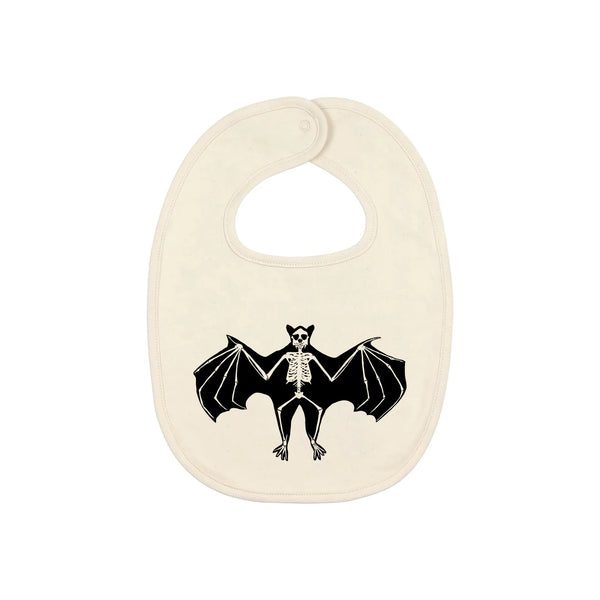 Baby Bib | Organic Cotton Hand Printed With Bat Skeleton Fauna Kids