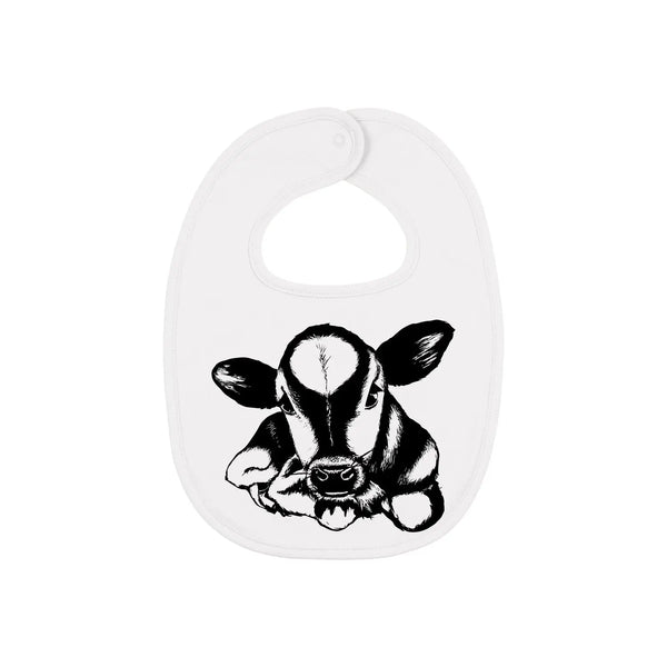 Baby Bib | Organic Cotton Hand Printed With Cow Fauna Kids
