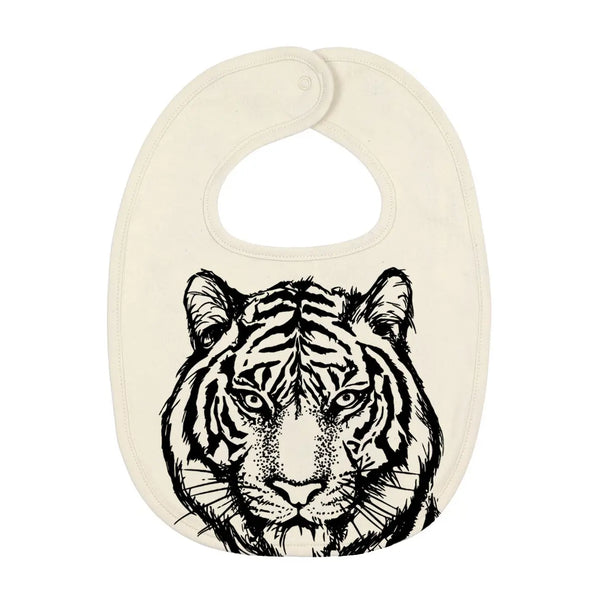 Baby Bib | Organic Cotton Hand Printed With Tiger Fauna Kids