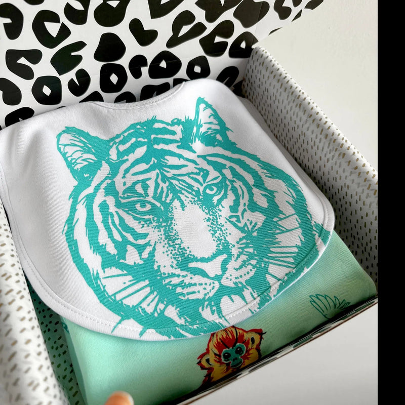 Baby Gift Box, Organic Cotton Three Piece with Tiger bib Fauna Kids