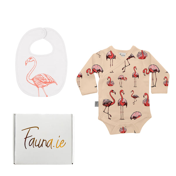 Baby Gift Box, Organic Cotton Two Piece with Flamingo Print Fauna Kids
