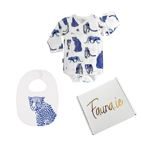 Baby Gift Box, Organic Cotton Two Piece with Leopard Print Fauna Kids