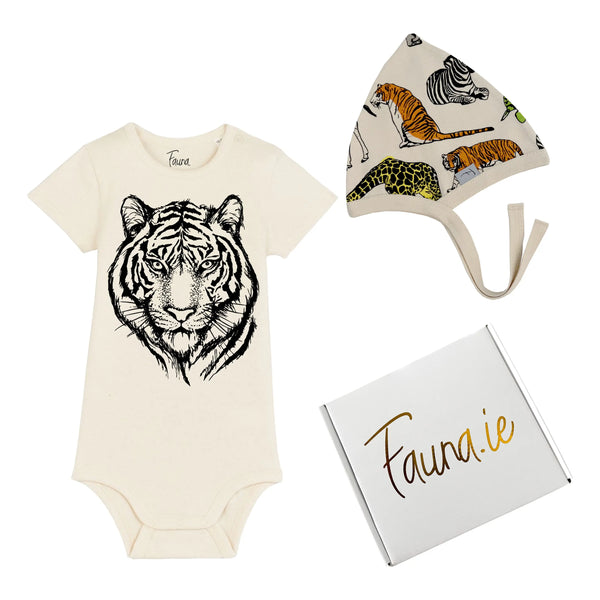 Baby Gift Box, Organic Cotton Two Piece with Tiger Print - Natural Fauna Kids