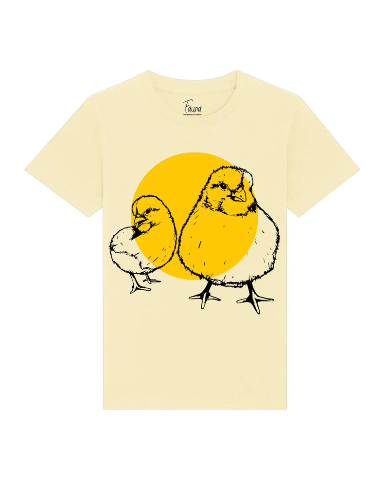 Fauna Baby T-Shirt, Chicken print on Butter Yellow Fauna Kids