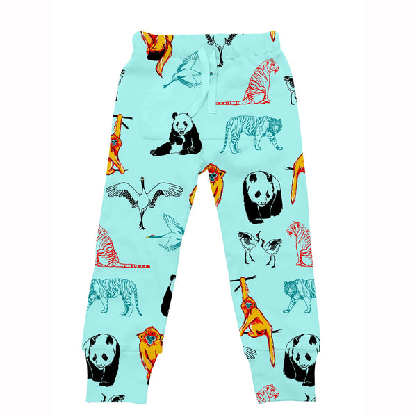 Fauna Kids Organic Cotton Slim Fit Jog Pants, Panda & Friends Fauna Kids