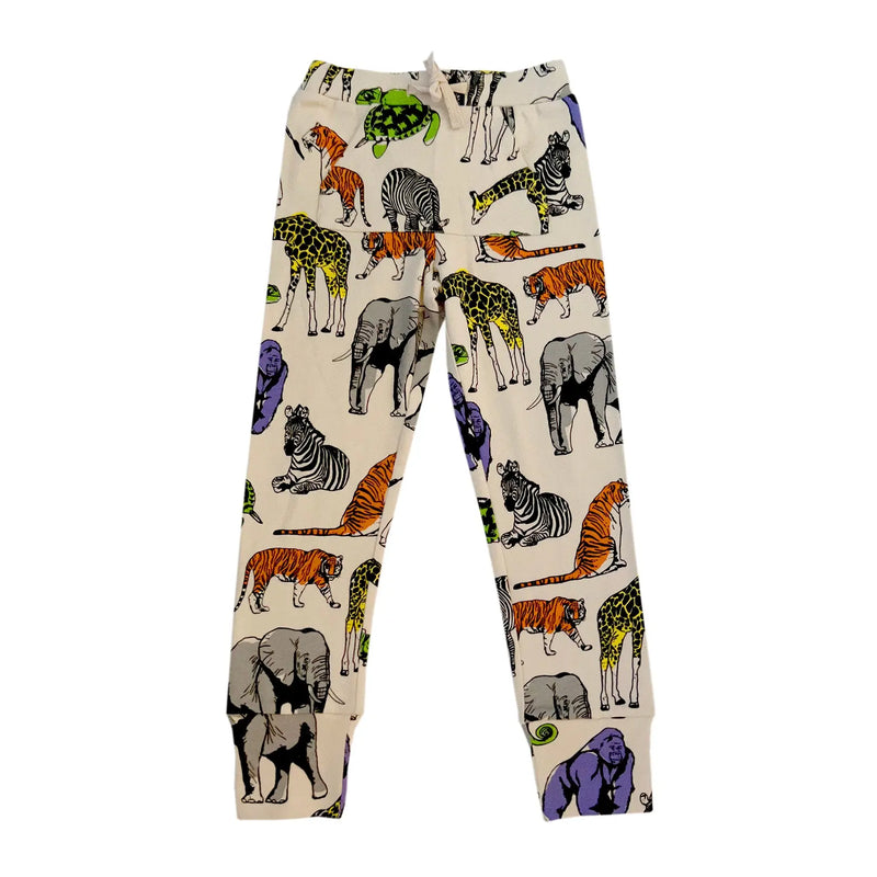 Fauna Kids Organic Cotton Slim Fit Jog Pants, Safari Print Fauna Kids