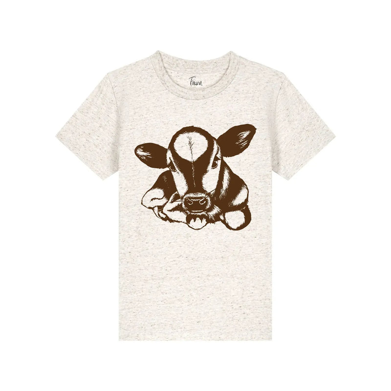 Fauna Kids T-Shirt, Cow on Natural Heather Cotton Fauna Kids