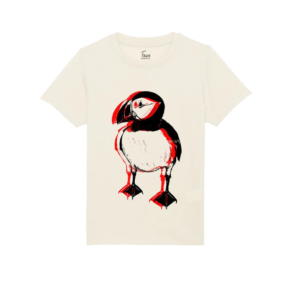 Fauna Kids T-Shirt, Puffin Print in on Natural Fauna Kids