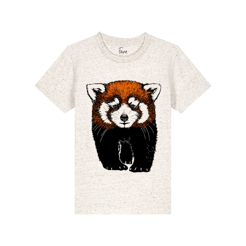 Fauna Kids T-Shirt, Red Panda on Oatmeal Fauna Kids