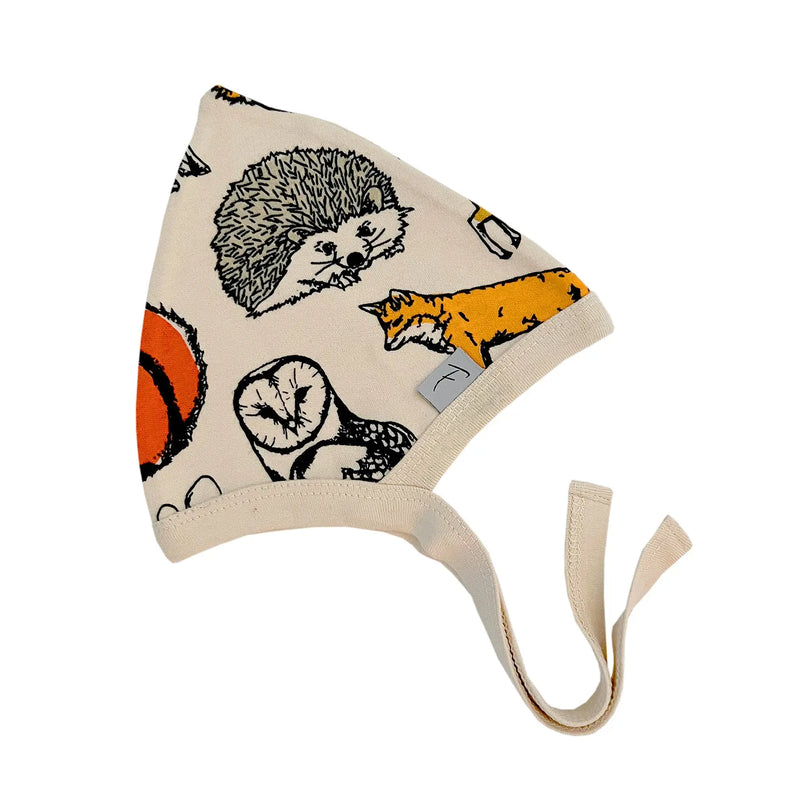 Hat For Baby, Organic Cotton with Woodland Print Fauna