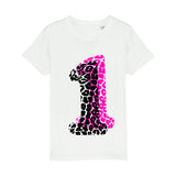 Kids Birthday Age T-shirt | Neon Pink Fauna Kids