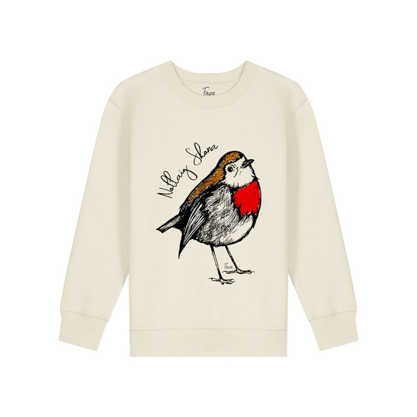 Kids Christmas Sweatshirt | Robin (Natural Cotton) Fauna Kids