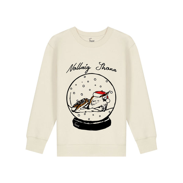 Kids Christmas Sweatshirt | Snow Globe (Natural Cotton) Fauna Kids