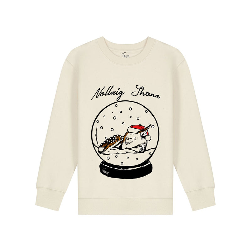 Kids Christmas Sweatshirt | Snow Globe (Natural Cotton) Fauna Kids