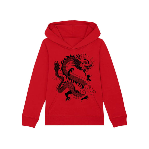 Kids Organic Cotton Hoodie | Dragon Red Fauna Kids