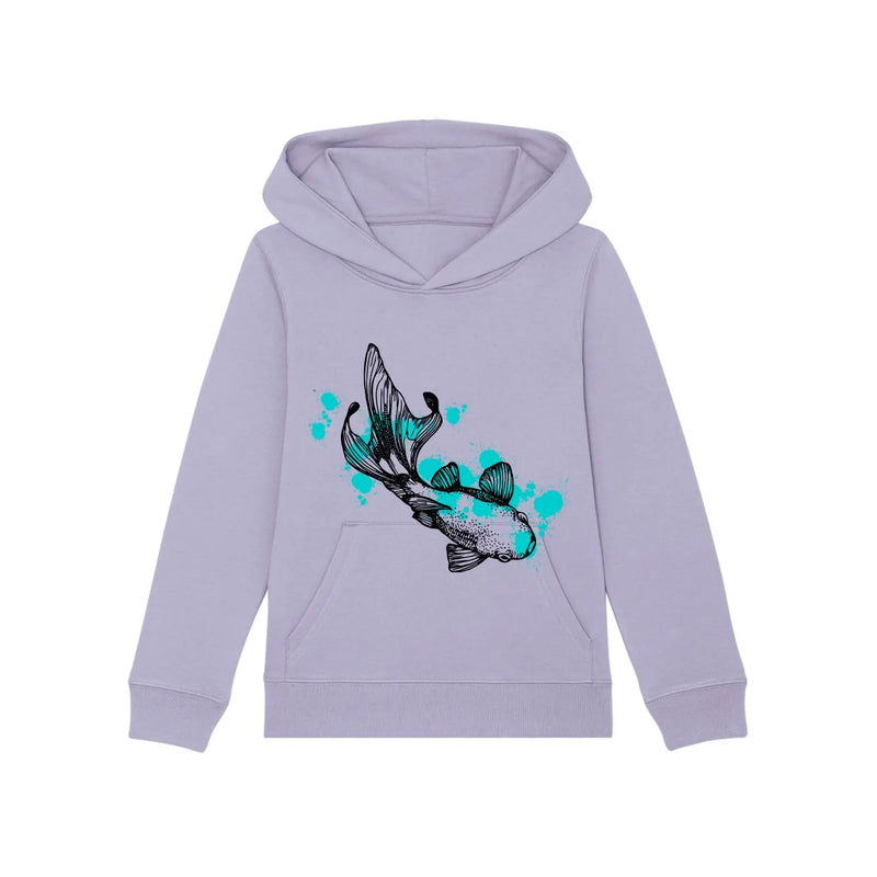 Organic Cotton Kids Hoodie Koi Fish on Lilac Fauna Kids