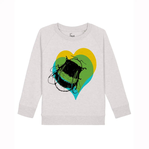 Kids Organic Cotton Sweatshirt | Bee on Cream Heather (green) Fauna Kids