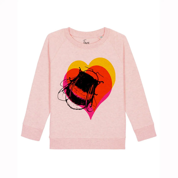 Kids Organic Cotton Sweatshirt | Bee on Pink Heather Fauna Kids