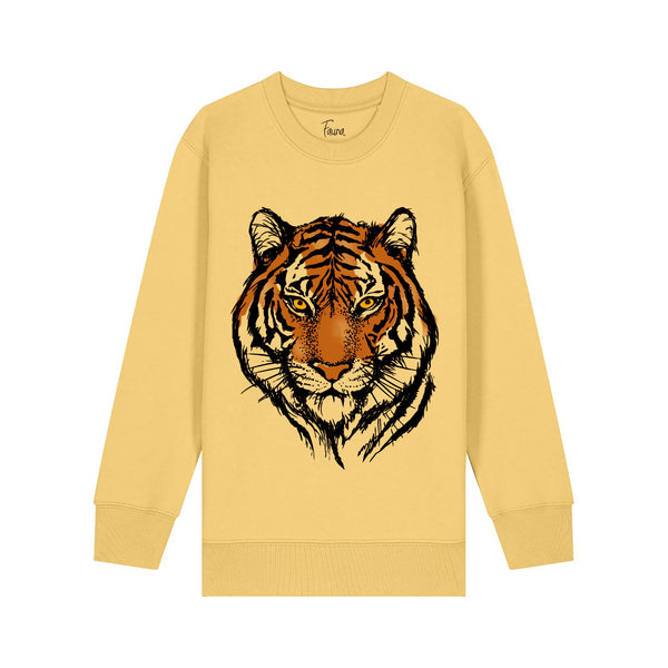 Kids Sweatshirt | Tiger on Golden Yellow Fauna Kids