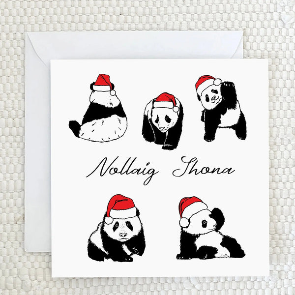 'Nollaig Shona' Panda Greeting Card Fauna Kids