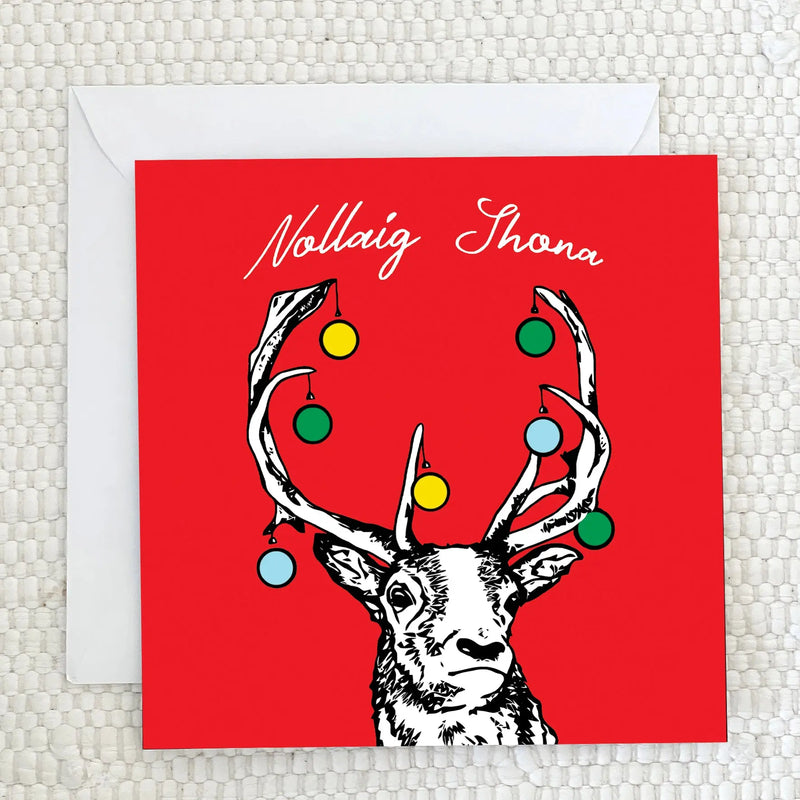 'Nollaig Shona' Reindeer Greeting Card Fauna Kids