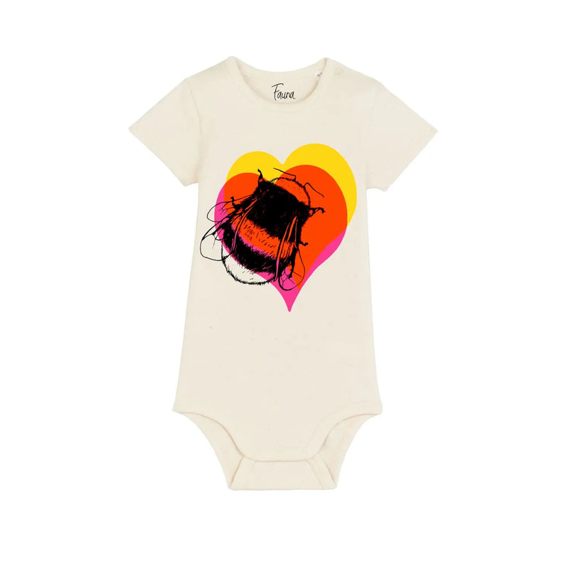 Organic Cotton Baby Bodysuit | Handprinted Bee Fauna Kids