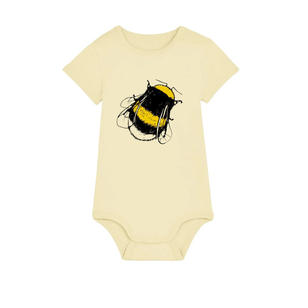 Organic Cotton Baby Bodysuit | Handprinted Bumble Bee - fauna kids