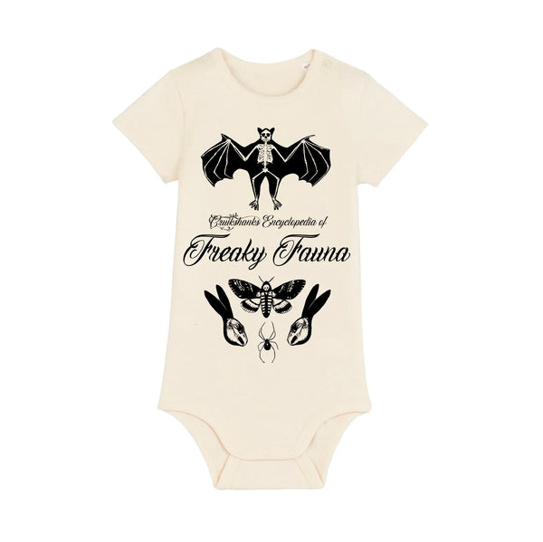 Organic Cotton Baby Bodysuit | Handprinted Halloween Natural Fauna Kids