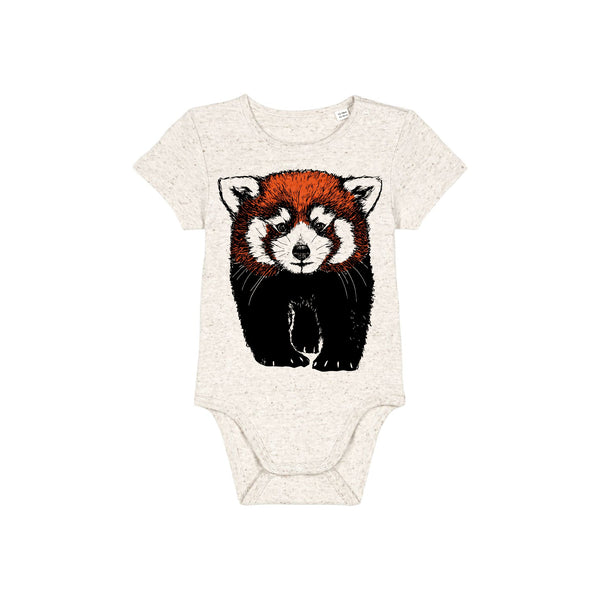 Organic Cotton Baby Bodysuit | Handprinted Red Panda - fauna kids