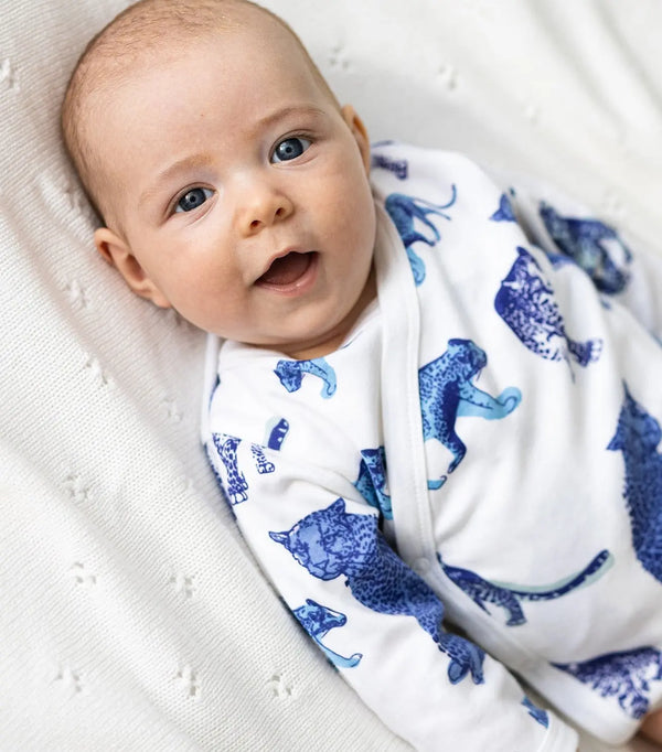 Organic Cotton Baby Bodysuit | Kimono Style | High Tea Fauna Kids
