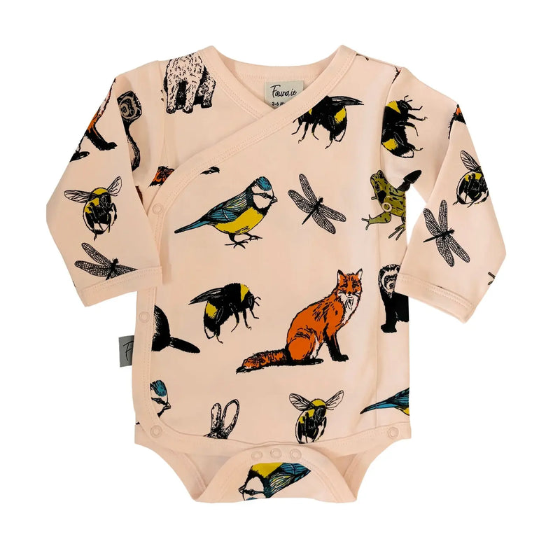 Organic Cotton Baby Bodysuit | Kimono Style | Rabbit & Friends Fauna Kids