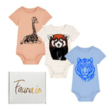 Baby Gift Box | Organic Cotton Three Onesies | Giraffe