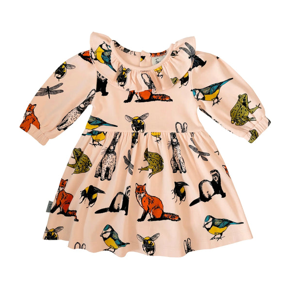 Organic Cotton Dress For Kids | Rabbit & Friends Print Fauna Kids