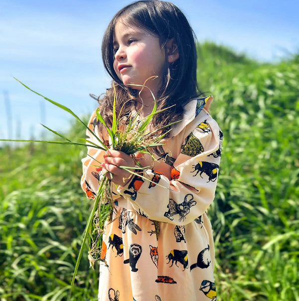 Organic Cotton Dress For Kids | Rabbit & Friends Print Fauna Kids