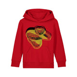 Organic Cotton Kids Hoodie | Double snake gold on red - Fauna Kids