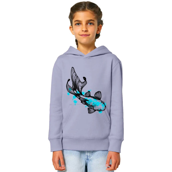 Organic Cotton Kids Hoodie | Koi Fish on Lilac Fauna Kids