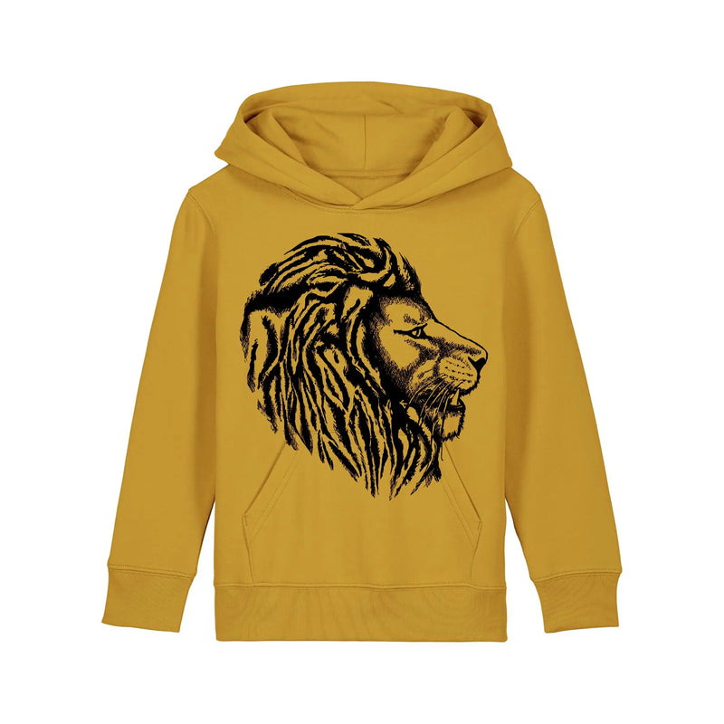 Organic Cotton Kids Hoodie | Lion on Ochre Fauna Kids