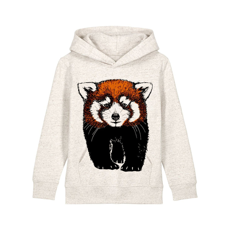 Organic Cotton Kids Hoodie | Red Panda on Oatmeal Fauna Kids