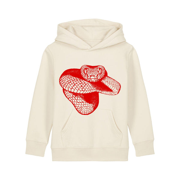 Organic Cotton Kids Hoodie | Snake on Natural - Fauna Kids