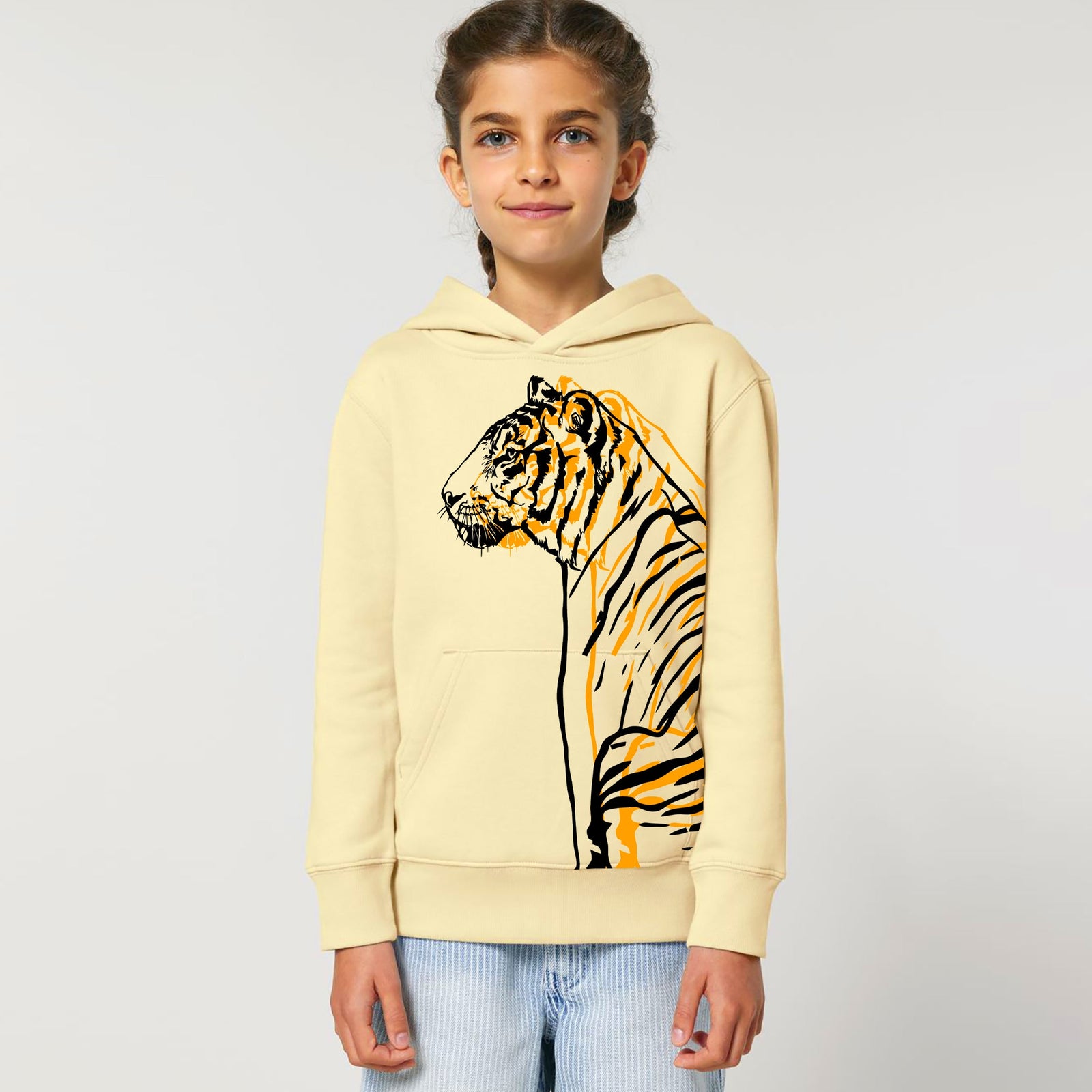 Organic Cotton Kids Hoodie Tiger Fauna Kids