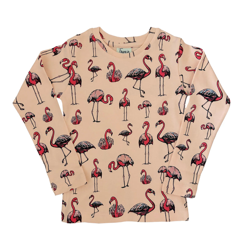 Organic Cotton Kids Long Sleeved Top | Flamingo Fauna Kids