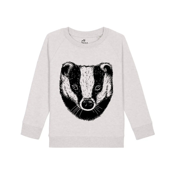 Organic Cotton Kids Sweatshirt | Badger on Cream Heather Fauna Kids