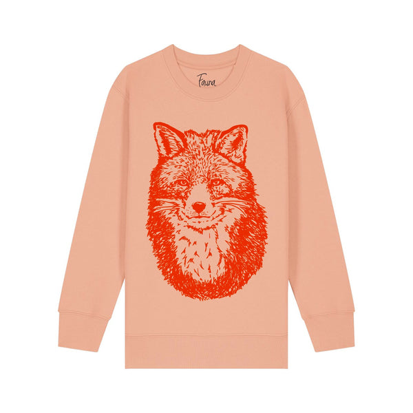 Organic Cotton Kids Sweatshirt | Fox on Peach